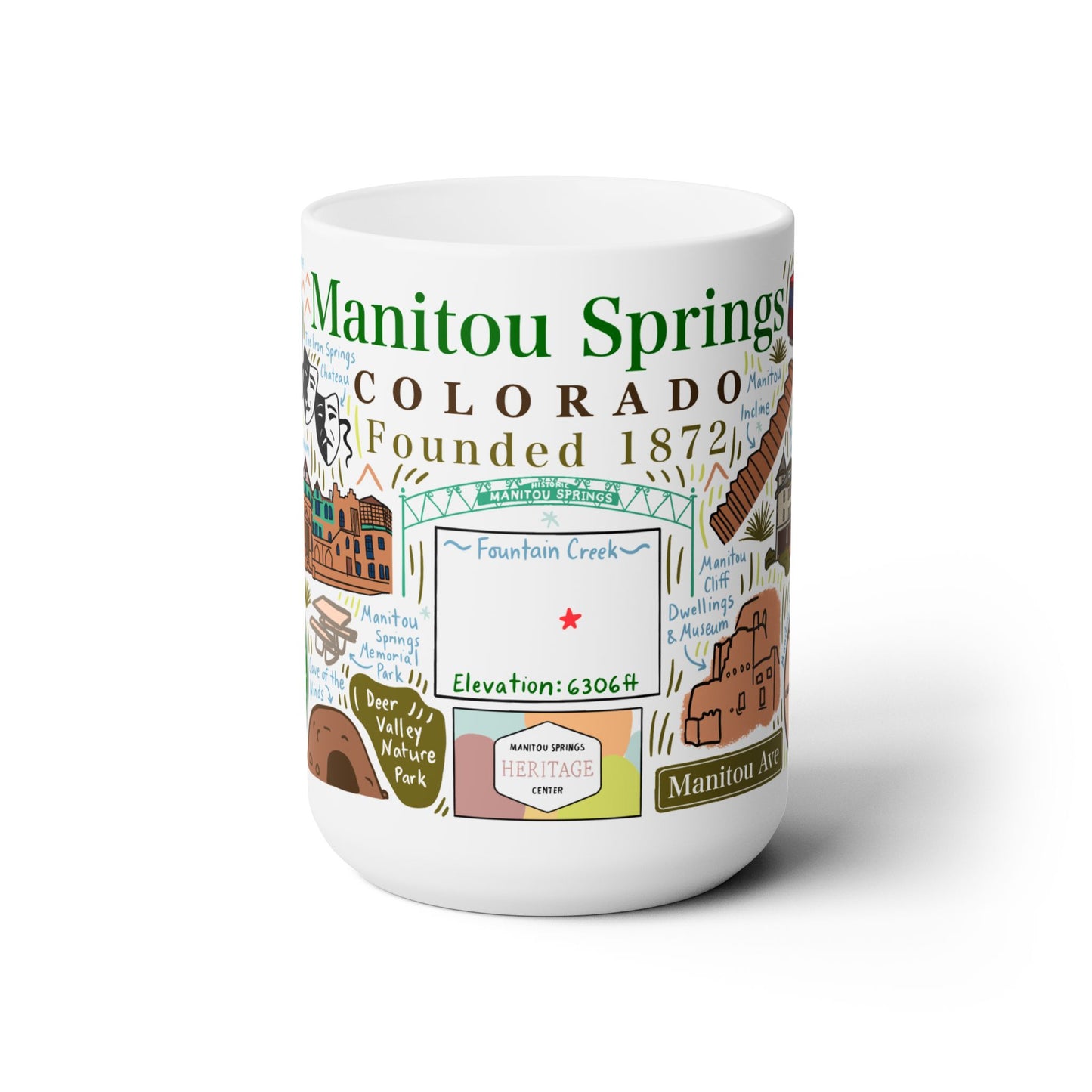 Manitou Springs Colorado - Ceramic Mug 15oz